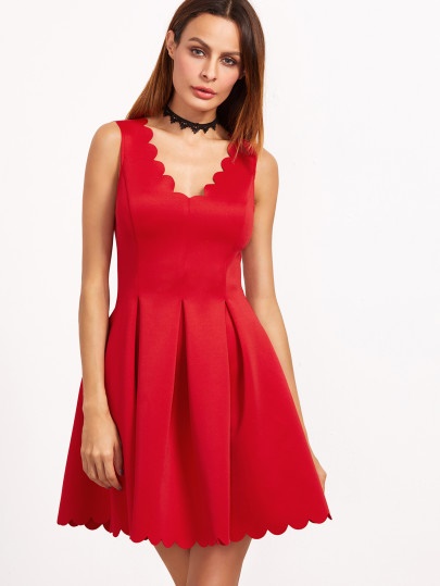 red-v-neck-skater-dress-05_12 Red v neck skater dress