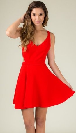 red-v-neck-skater-dress-05_17 Red v neck skater dress