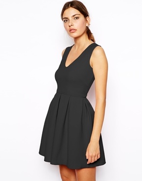 v-neck-black-skater-dress-36_17 V neck black skater dress