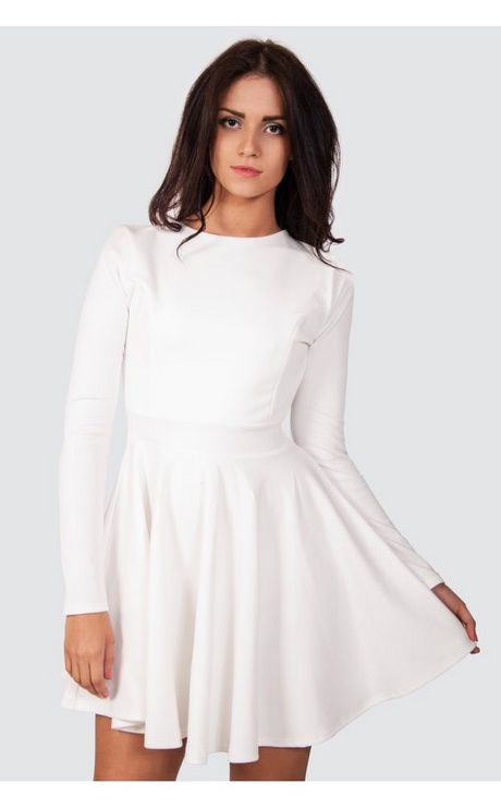 white-skater-dress-with-sleeves-15_3 White skater dress with sleeves