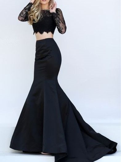 black-lace-2-piece-prom-dress-32_9 Black lace 2 piece prom dress