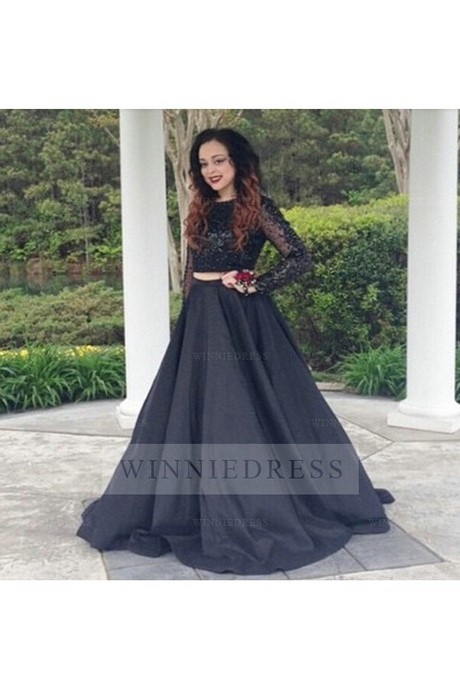 black-long-sleeve-two-piece-prom-dress-33_9 Black long sleeve two piece prom dress