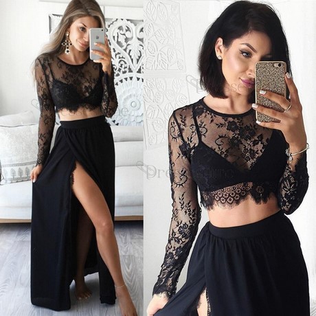 black-two-piece-lace-prom-dress-82 Black two piece lace prom dress