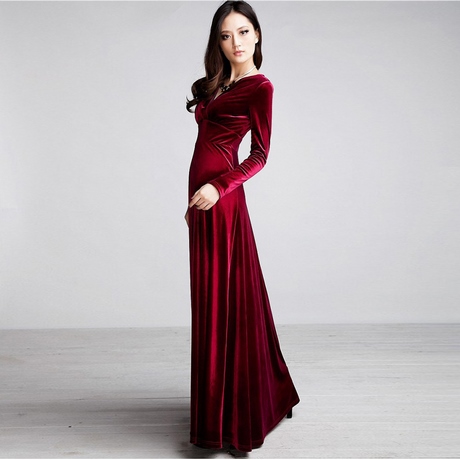 long-sleeve-long-velvet-dress-96_16 Long sleeve long velvet dress