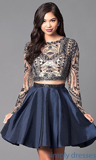 long-sleeve-two-piece-short-dress-01 Long sleeve two piece short dress