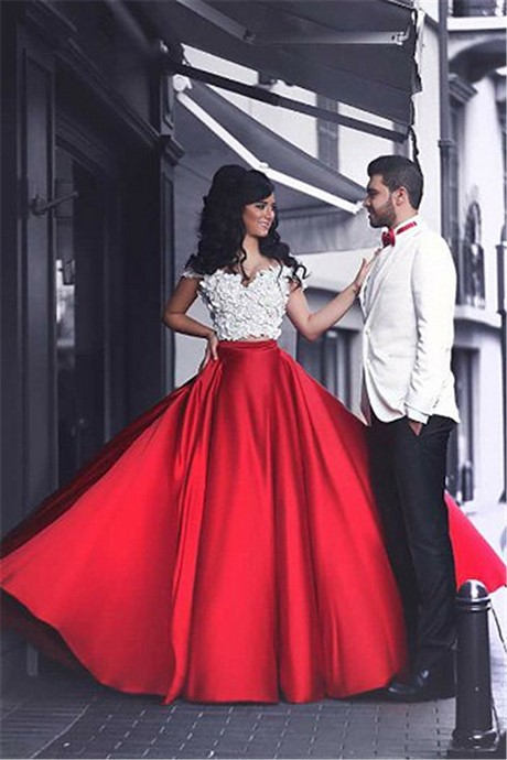 red-and-white-two-piece-prom-dress-22 Red and white two piece prom dress