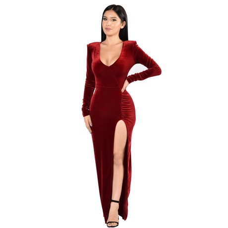 red-long-sleeve-velvet-dress-35_13 Red long sleeve velvet dress