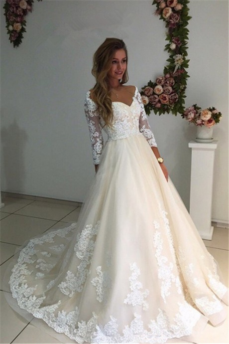 a-line-lace-sleeve-wedding-dress-30_15 A line lace sleeve wedding dress