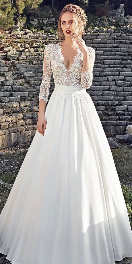 lace-sleeve-a-line-wedding-dress-68_6 Lace sleeve a line wedding dress