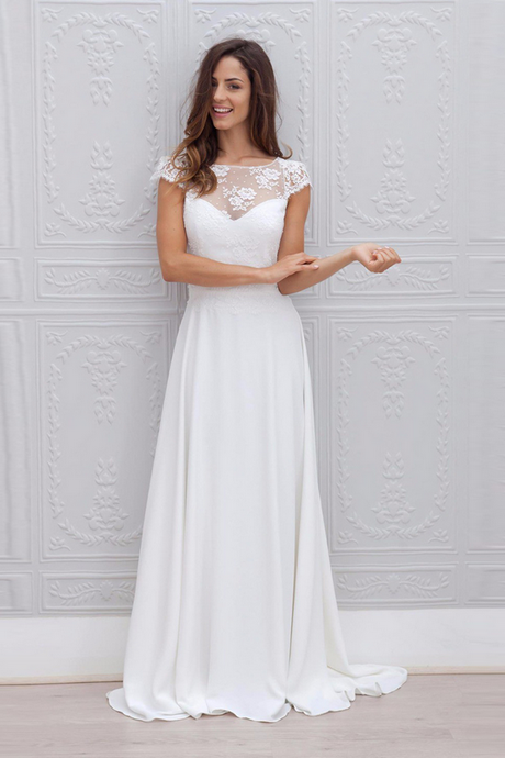 lace-top-wedding-dress-with-sleeves-77p Lace top wedding dress with sleeves