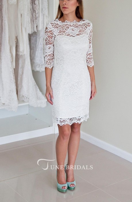 short-lace-long-sleeve-wedding-dress-02_16 Short lace long sleeve wedding dress