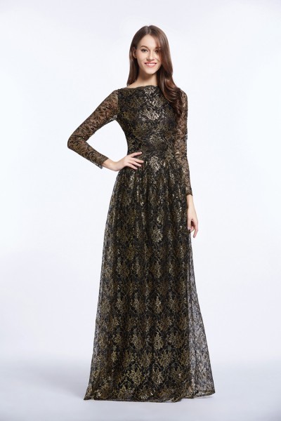 black-and-gold-gown-with-sleeves-75 Black and gold gown with sleeves