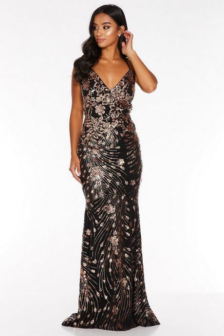 black-and-rose-gold-sequin-embellished-fishtail-maxi-dress-01_8 Black and rose gold sequin embellished fishtail maxi dress