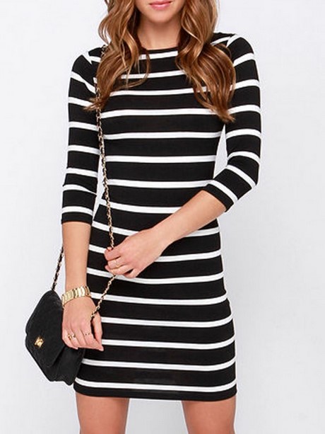 black-and-white-striped-bodycon-dress-15 Black and white striped bodycon dress