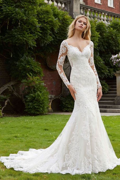 Long sleeve fit and flare wedding dress