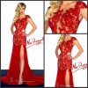 Red lace prom dress