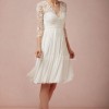 Knee length lace wedding dress