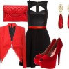 Red accessories for black dress