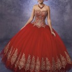 Quinceanera red and gold dresses