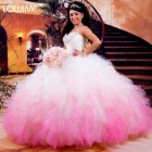 White and pink quinceanera dresses
