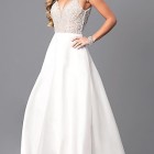 White and silver prom dresses