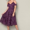 Purple lace midi dress