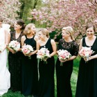 Black and gold bridesmaid dresses