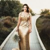 Gold sequin wedding dress