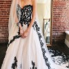 White wedding dress with black lace