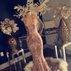 Black and rose gold prom dress