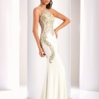 White and gold evening dress