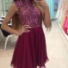 Maroon colored homecoming dress