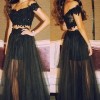 Black prom dresses two piece