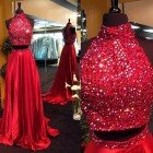 Maroon 2 piece prom dress