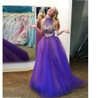 Purple 2 piece prom dress