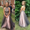 Two piece high neck prom dress