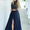 Two piece prom dresses blue