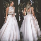 Two piece prom dresses pink