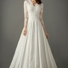 A line lace sleeve wedding dress