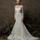 Long sleeve wedding lace dress