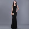 Simple long black evening dress