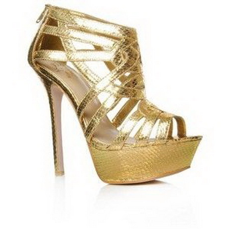 Gold high heels shoes