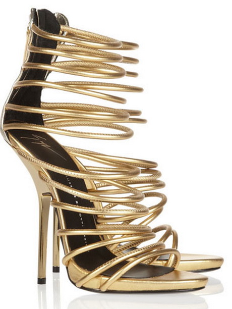 Gold strappy high heels - Natalie