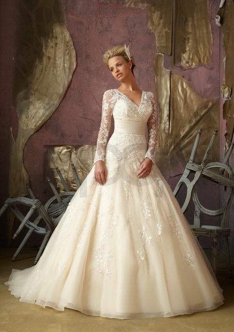 Long sleeve ball gowns