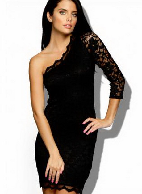 one-shoulder-black-lace-dress-47-4 One shoulder black lace dress