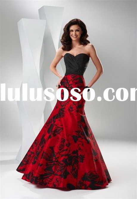 Red dress with black lace - Natalie