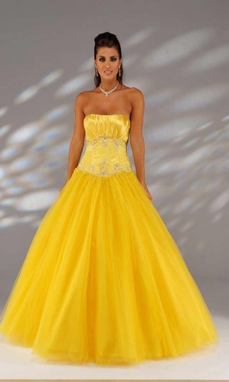 yellow satin ball gown