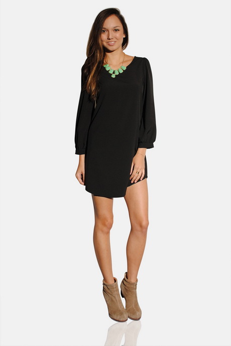 black-shift-dress-with-sleeves-78_13 Black shift dress with sleeves