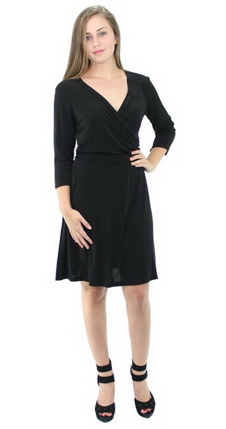 black-wrap-dress-34-sleeve-34_8 Black wrap dress 3/4 sleeve