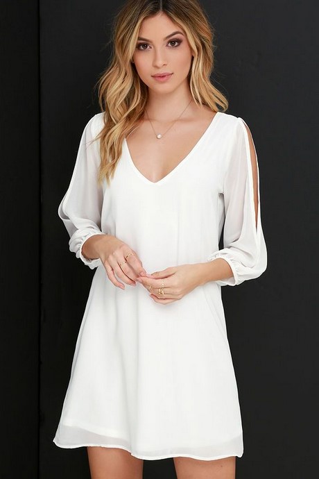 casual-white-dress-with-sleeves-12_19 Casual white dress with sleeves